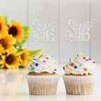 Gyufise 24 Pack Happy Sweet 16 Cupcake Toppers Glitter Sixteen 16th Birthday Cupcake Picks Cheers to 16 Years Old Cupcake Decorations for 16th Birthday Anniversary Party Cake Supplies Silver