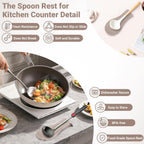 Heat Resistant Silicone Spoon Rest, Non-Slip Spoon Holder for Kitchen Counter, Silicone Spoon Rest for Stove Top for Spoons, Spatulas, Ladles, Tongs (Khaki)