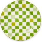 MACKENZIE-CHILDS Round Platter, Dishwasher-Safe and Microwave-Safe Stoneware Serving Platter, Green Check