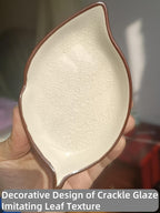 Ceramic Spoon Rest for Stove Top, Ice Cracks Leaf Cute Spoon Rest for Kitchen Counter, Cooking Spoon Holder for Kitchen Counter, Utensil Rest Spatula Rest Ladle Holder Tong Rest, 1 PC (A, Cream White)