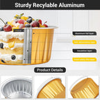 EUSOAR Mini Cheesecake Containers, 30pcs 5oz 125ml Aluminum Foil Muffin Liners Cups with Lids, Cupcake liners Baking Cups, Disposable Foil Ramekins Creme Brulee Pans Holders, Mini Pie Pans with Lids