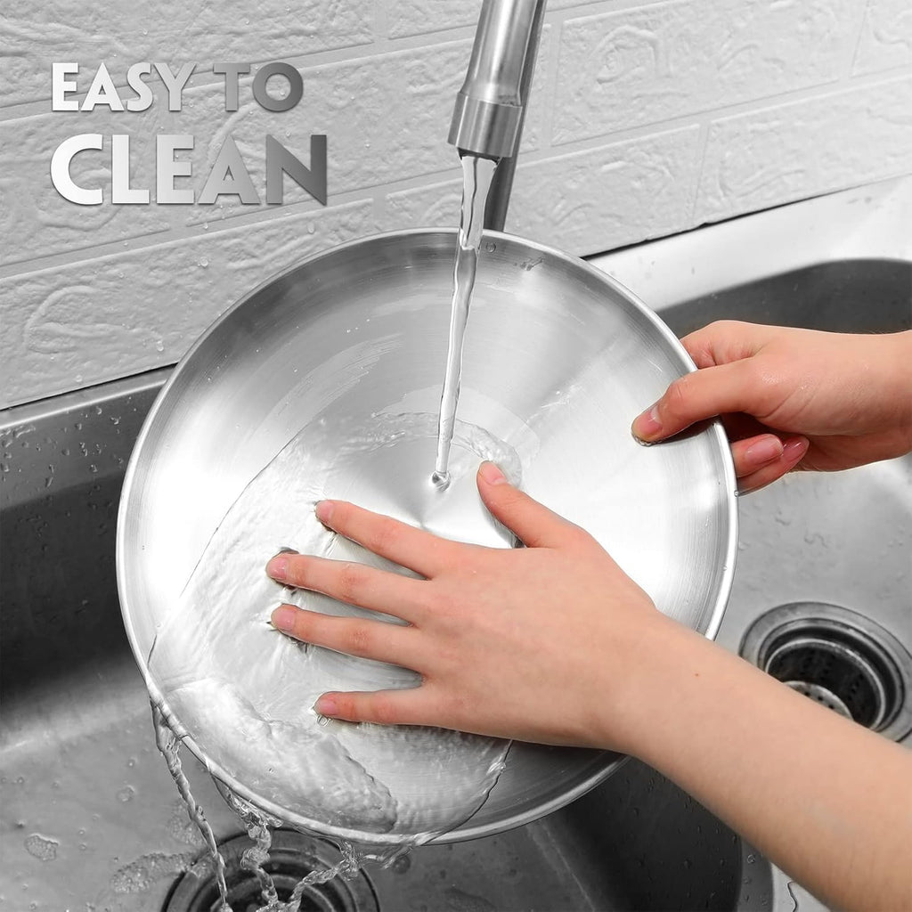 Thenshop 8 Pieces 10 Inch Pizza Pans Bulk Stainless Steel Sets Round Bakeware Pizza Trays for Oven Kitchen Baking Home Restaurant Picnics Holiday Activities Safe Sturdy Reusable Easy Clean(Silver)