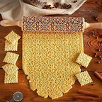 Christmas Wooden Rolling Pin for Baking Engraved Embossing Rolling Pin Cookie Stamps Roller Square Grid Cookies Mold Kitchen Decor Tools for Baking Embossed Cookies (Flower Window)