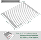 Roll Up Dish Drying Rack Over The Sink Kitchen Roll Up Sink Drying Rack Multipurpose Foldable Sink Drying Mat, Heat-Resistant, Anti-Slip & Anti-Rust Dish Rack for Kitchen, 20.5" x 13", Grey
