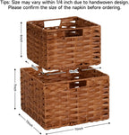 Wicker Storage Baskets with Handles, Decorative Handwoven Plastic Wicker Boxes Storage Basket for Room, Pantry, 2 Pack Large and Small (Brown)
