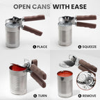 Zulay Kitchen Heavy Duty Stainless Steel Can Opener Manual with Bottle Opener - Rust Proof Manual Can Opener With Turn Knob & Comfy Soft Grip Handles - Brown