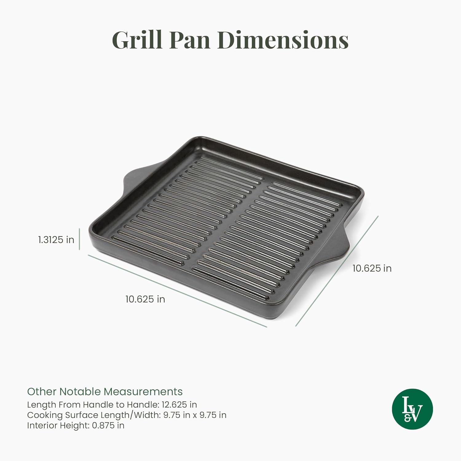 Larder & Vine Indoor/Outdoor Ceramic Stoneware Grill Pan Handmade in Italy