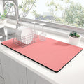 Rnivvi Dish Drying Mat for Kitchen Counter, XL 15 x 24" Super Absorbent Drainer Pad Easy Clean Dish Rack Pad, Non-Slip Heat Resistant Coffee Bar Mats for Coffee Machine Station Accessories, Rose Pink