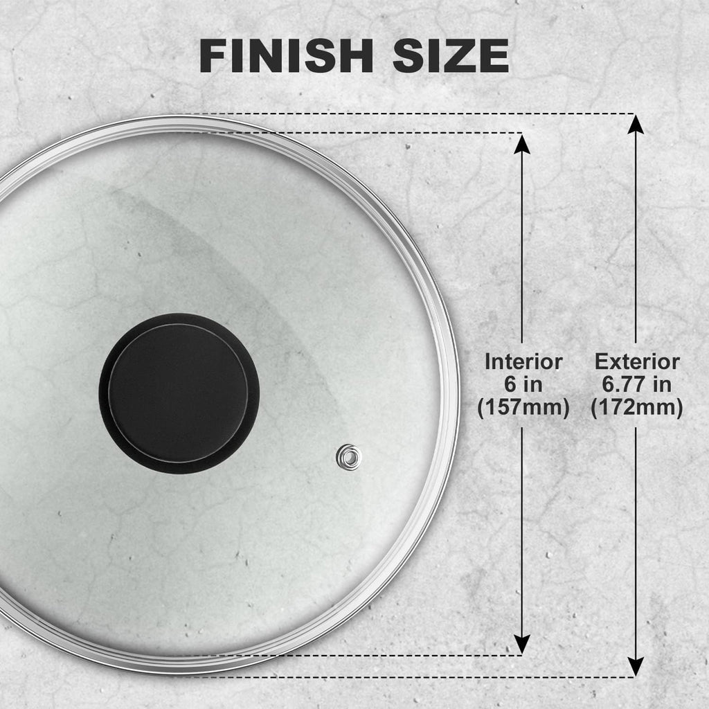 Wadaza Pan Lid 6.5 Inch - Tempered Glass Pot Lid - Oven Safe Replacement Glass Lid for Frying Pan Wok Pot Skillet