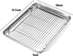Baking Sheet and Cooling Rack Set, Stainless Steel Commercial Grade Cookie Sheet and Rack Set, 12.5 x 10 x 1 inch, Healthy & Nontoxic & Rustproof & Easy Clean & Dishwasher Safe