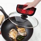 Joyhalo 4 Pack Pot Holders for Kitchen,Cotton Oven Holder with Great Heat Resistance,Non Slip Hot Pads for Kitchen Clearance,Black and Red