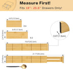 Utoplike Kitchen Drawer Divider with Inserts, Bamboo Drawers Organizer Adjustable, 4 pcs Large Expandable Wood Socks Drawer Organization for Dresser, Office, Spring Loaded