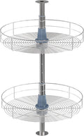Dowell 18" Round Lazy Susan, 2 Shelves, Kitchen Wall Corner Cabinet Organizer (Chrome 4001 360D)