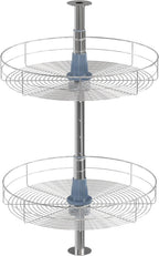 Dowell 18" Round Lazy Susan, 2 Shelves, Kitchen Wall Corner Cabinet Organizer (Chrome 4001 360D)