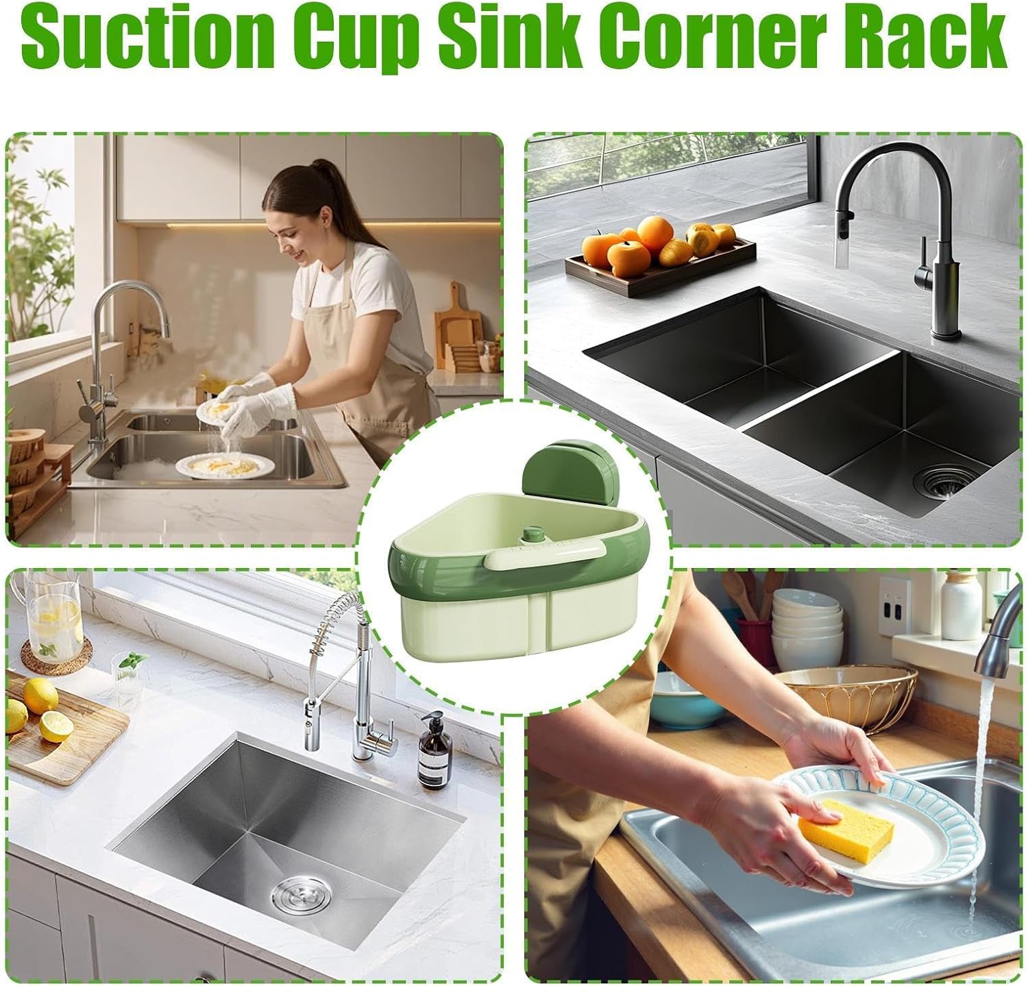 Corner Sink Strainer,2025 New Suction Cup Press Sink Strainer Basket,Automatic Dumping food Waste Catcher for Sink,Faucet Sponge Storage Rack,Corner Sink Trash Catcher for Food Waste (Yellow 1PCS)