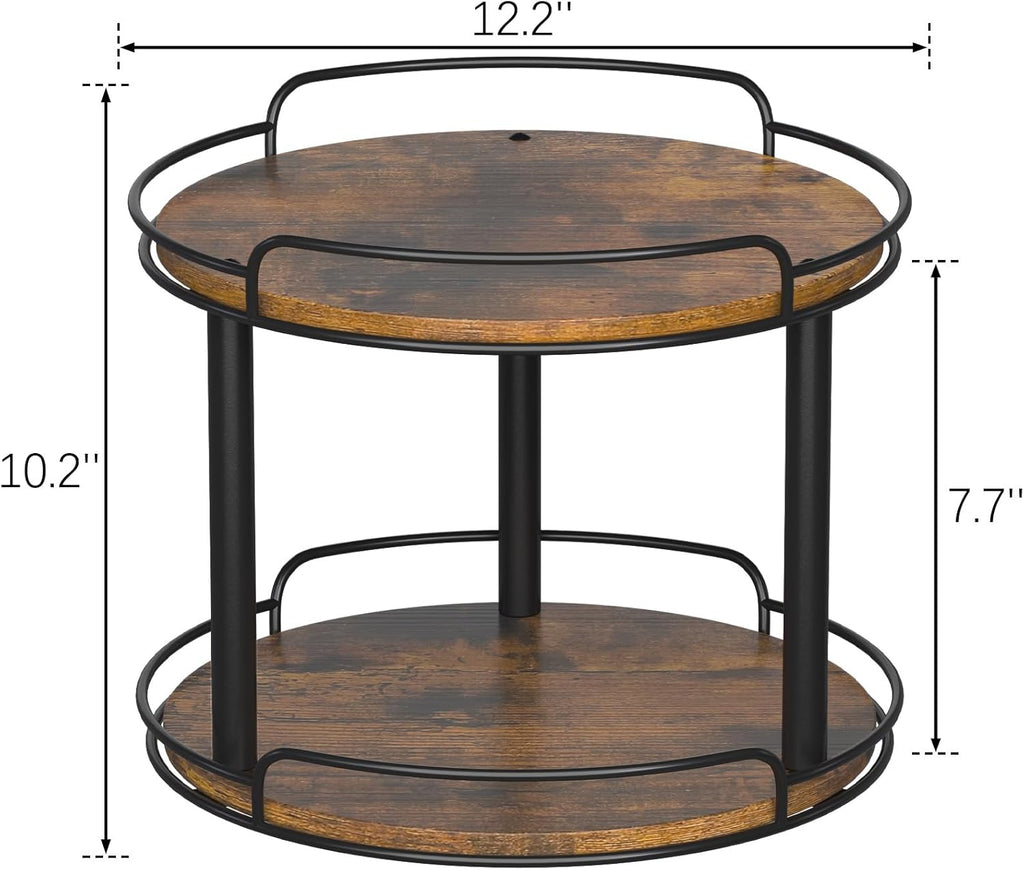 LAMU 12.2'' Wood Lazy Susan Turntable Organizer for Cabinet, 2 Tier Lazy Susan Spice Rack Organizer for Kitchen, Table Top, Countertop, Pantry, Bathroom