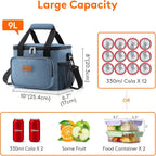 Lifewit Medium Lunch Bag Insulated Lunch Box Soft Cooler Cooling Tote for Adult Men Women, Light Blue 12-Can (9L)