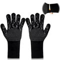 1 Pair Grill Oven Mitts, 1472°F Heat Resistant BBQ Gloves for Cooking, Non-Slip Silicone Oven Gloves, Barbecue Grill Gloves BBQ Mitts (Black-Flame Pattern)