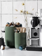 LE TAUCI Utensil Holder, 7.3"+5.4" Ceramic Kitchen Utensil Holder for Countertop, Large Cooking Utensil Crocks for Kitchen Counter, Modern Utensil Organizer for Spatula, Set of 2, Forest Green