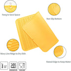 Silicone Dish Drying Mat for Multiple Usage,Easy clean,Eco-friendly,Heat-resistant Silicone Mat for Kitchen Counter or Sink,Refrigerator or Drawer Liner Yellow 4XL 32 inches x 18 inches