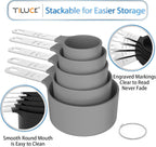 TILUCK Measuring Cups & Spoons Set, Stackable Cups and Spoons, Nesting Measure Cups with Stainless Steel Handle, Kitchen Gadgets for Cooking & Baking (Gray)
