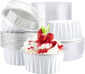 EUSOAR Ramekin Baking Cups, 30pcs 5oz Aluminum Foil Muffin Liners Cupcake Baking Cup with Lids, Mini Pie Pans with Lids, Disposable Foil Baking Cups Containers for Creme Brulee or Cupcake-White