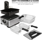 Kenmore Electric Deep Fryer - Grease & Odor Filtration, Simple Temperature Control, Eléctrica Freidoras For Home Use, 3 Baskets For Frying French Fries, Chicken Wing, 4 Liter Capacity Stainless Steel