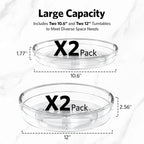 LAMU 4 Pack Lazy Susan Organizer, Clear Lazy Susan Turntable for Cabinet, Refrigerator, Table Top, Kitchen, Bathroom, Pantry Organizers and Storage, 2 Sizes Included 12in, 10.6in