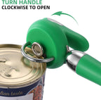 Can Opener Manual Tin Opener Stainless Steel Heavy Duty, Oversized Hand-held Easy Rotary Knob, Safe Cut Manual Can Opener with Non-Slip Handle, Smoother Cut Sharp Blade for Seniors Kitchen Tool, Green