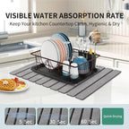 Stone Drying Mat for Kitchen Counter, Collapsible Dish Drying Mat, Fast Drying Diatomaceous Earth Dish Drying Mats, Water Absorbent Diatomite Kitchen Mat （Dark gray, small size）