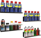 4 Pack Wall-Mounted Spray Bottle Holder, Aerosol Spray Can Holder Storage Rack, Heavy-Duty Paint Bottle Organizer With 20 Holes, Steel Black Spray Rack for Garage, Shop, Home or Tool Trailer