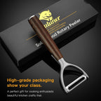 Serrated Blade Premium Y Type 304 Stainless Steel Multifunctional Kitchen Peeler Real Wood Handle Ultra Sharp Blade Vegetable Potato Apple(Wenge)