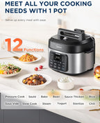 Midea WideMax 12-in-1 Electric Pressure Cooker, 6.5 Quart, 12 Presets, Multi-Functional Programmable Slow Cooker, Rice Cooker, Steamer, Sauté Pan, Cake, Yogurt, Warmer and More
