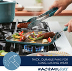 Rachael Ray Cook + Create Nonstick Stovetop Griddle/Grill Pan, Square, 11 Inch, Agave Blue