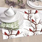 Winter Cardinal Birds Dish Drying Mat for Kitchen Counter Washable Absorbent Drying Mat Reversible Microfiber Drying Pad Home Holiday Decor Kitchen Accessories 16"x18"