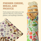 Bee's Wrap Beeswax Wraps for Food - Garden Party Cut to Size 14x52" Wax Paper Roll - Made in USA Reusable Waxed Paper & Bowl Covers - Organic & Eco-Friendly Alternative to Aluminum Foil & Plastic Wrap