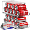 Sorbus Soda Can Organizer for Refrigerator - Stackable Holder Dispenser With Lid for Fridge, Pantry, Freezer - Holds 9 Cans Each, BPA-Free, Clear Design, Drink Organizer (2-Pack)