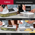 Fullstar Mandoline Slicer for Kitchen - Vegetable Chopper, Onion Potato Food Veggie Fruit Slicer and Cutter with Container, Kitchen Gadgets & Accessories, Home Essentials (10-in-1, White/Black)