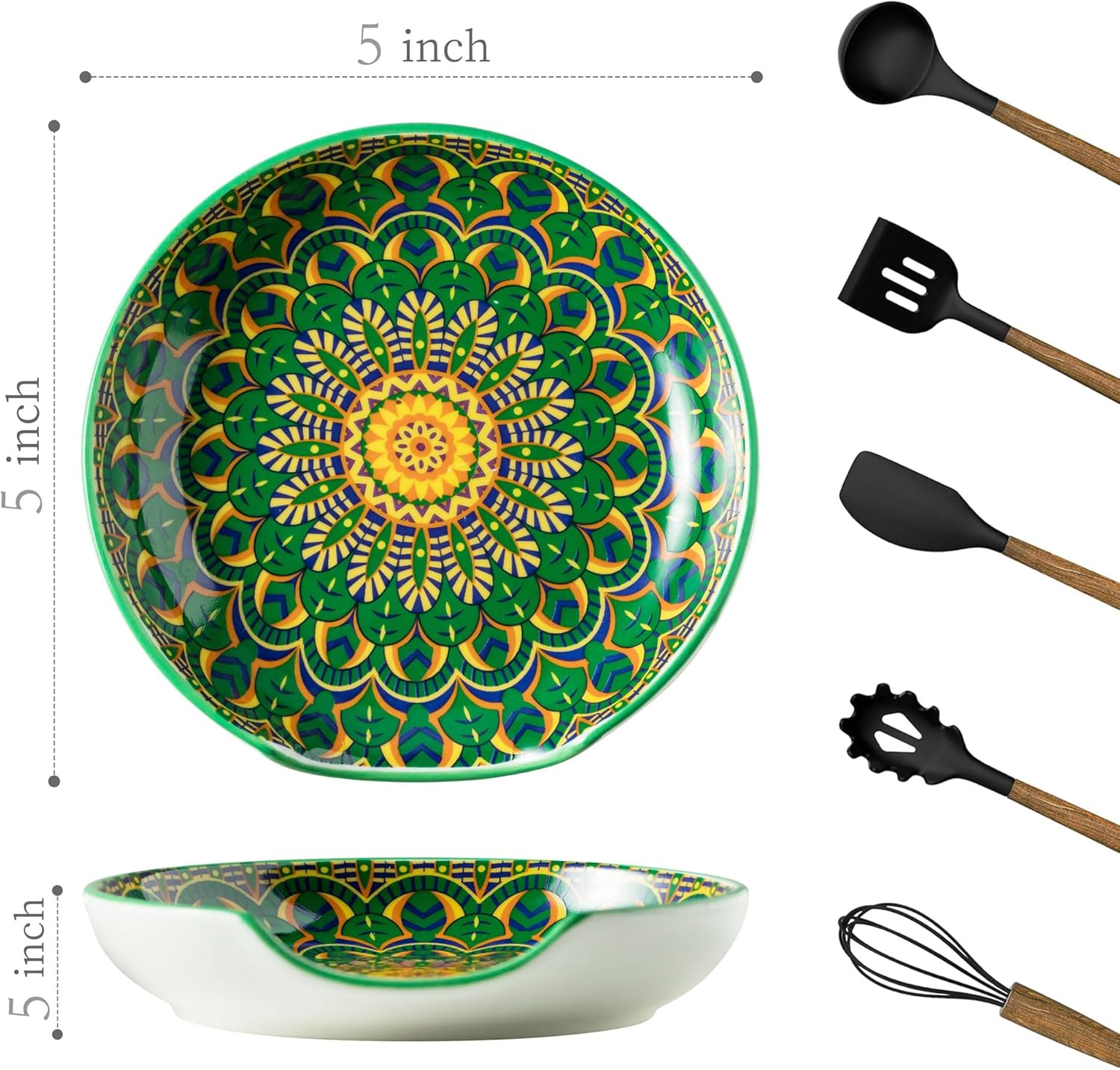 Spoon Rest for Stove Top, Bohemian Coffee Spoon Rest, Ceramic Spoon Holder for Kitchen Counter Cooking Utensil Rest, Modern Farmhouse Home DéCor
