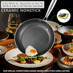 Stainless Steel Nonstick Frying Pan, Hybrid Ceramic 10-Inch Frying Pan, Stay-Cool Handle, PFAS & PFOA PTFE Free, Dishwasher & Oven Safe, Scratch-Resistant, Compatible with Induction & All Cooktops