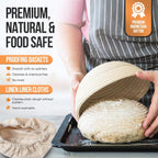 Trailblaze Banneton Bread Proofing Basket Set – Complete Sourdough Bread Baking Supplies – Sourdough Starter Kit – Sourdough Proofing Basket Gift for Bakers - Bread Baskets (9" Round & 10" Oval)