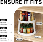 Simple Houseware 2-Tier Lazy Susan Spice Organizer, 10" Diameter, White/Gray