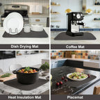 Dark Gray Dish Drying Mats 17” x 24” – Extra Large Kitchen Drying Mat for Countertop, Absorbent Microfiber Dish Rack Mat, Foldable Dish Pad for Dishes, Pans – Reusable Dish Drainer Mat