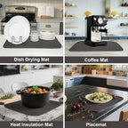 2-Pack Dark Gray Dish Drying Mats 20" x 15" – XL Kitchen Drying Mat for Countertop, Absorbent Microfiber Dish Rack Mat, Foldable Dish Pad for Dishes, Pans – Reusable Dish Drainer Mat