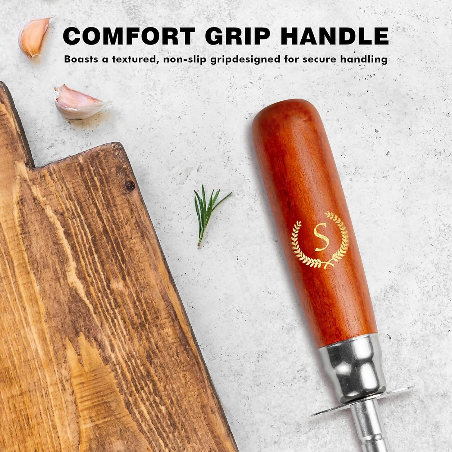 Knife Sharpener Rod, Kitchen Knives Sharpener Carbon Steel Professional Knife Sharpening Steel, Honing Rod with Hanging Holes (13 inches), S