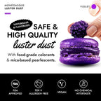 MONÉGASQUE Purple Edible Glitter for Drinks 7g – Violet Edible Glitter for Cakes & Cocktails – Purple Luster Dust for Cake Decorations Spray Sprinkles – Halloween Cocktail & Drink Shimmer Powder