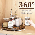 12" Lazy Susan Turntable Organizer,Round Wooden Lazy Susan Organization and Rotating Spice Rack for Dining Table,Pantry,Kitchen Countertop,Vanity,Cupboard and More.Vintage Wood(Petal Shape)