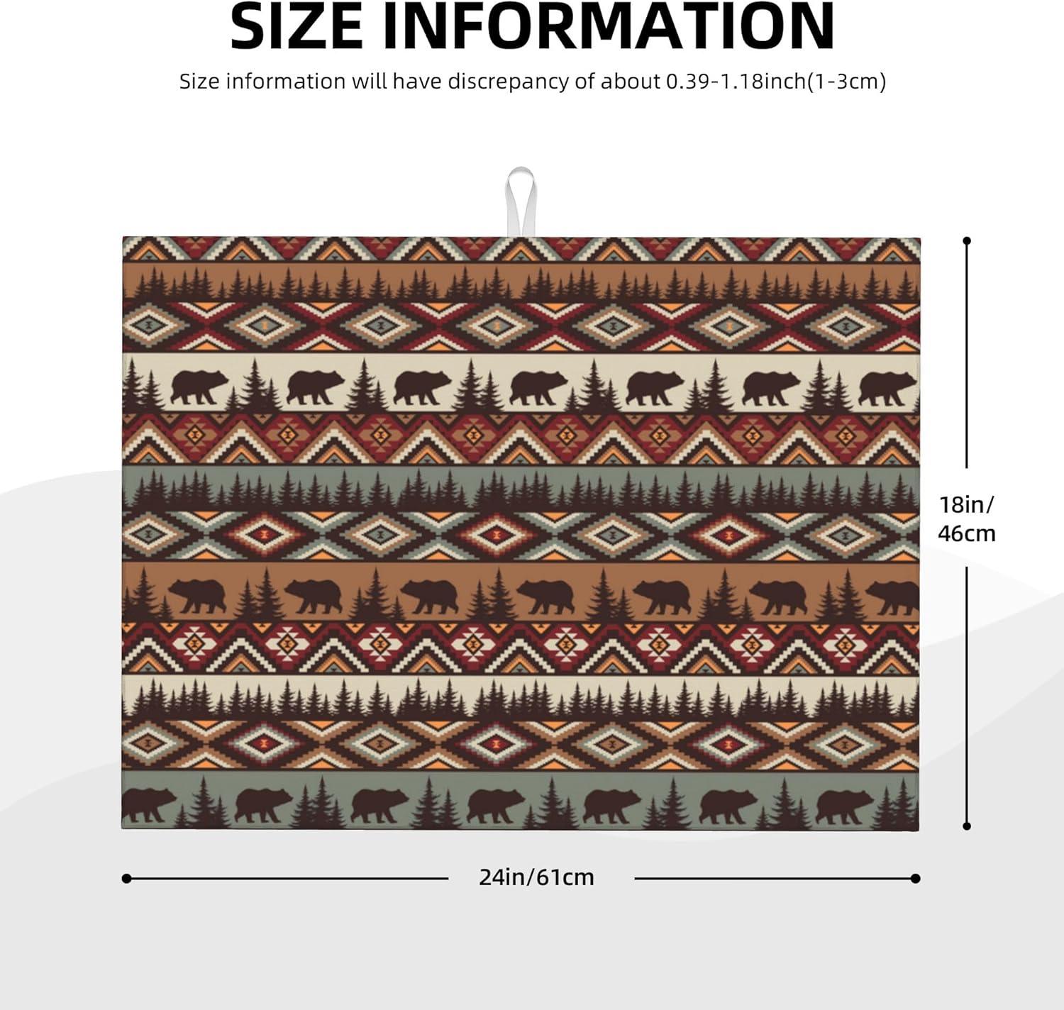 Bear Mountain Microfiber Dish Drying Mat for Kitchen Counter Vintage Rustic Dishes Pad Dish Drainer Rack Mats 18"x24" Absorbent Washable Reusable