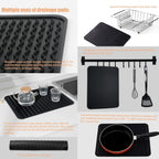 Stainless Steel Dish Drying Rack(15.2"L X 11"W X 5.3"H), Expandable Fruit & Vegetable Drain Rack over Sink, Dish Drainer Rack in Sink, with Stainless Steel Utensil Holder & Silicone Mat(16")