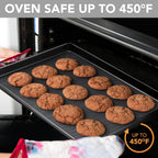 Tiawudi Baking Sheet Pan Set, 0.8mm Thick Heavy Duty Cookie Sheet with Diamond Texture Pattern, Nonstick Baking Tray for Oven, Carbon Steel Half, Jerry Roll Pan, Set of 3